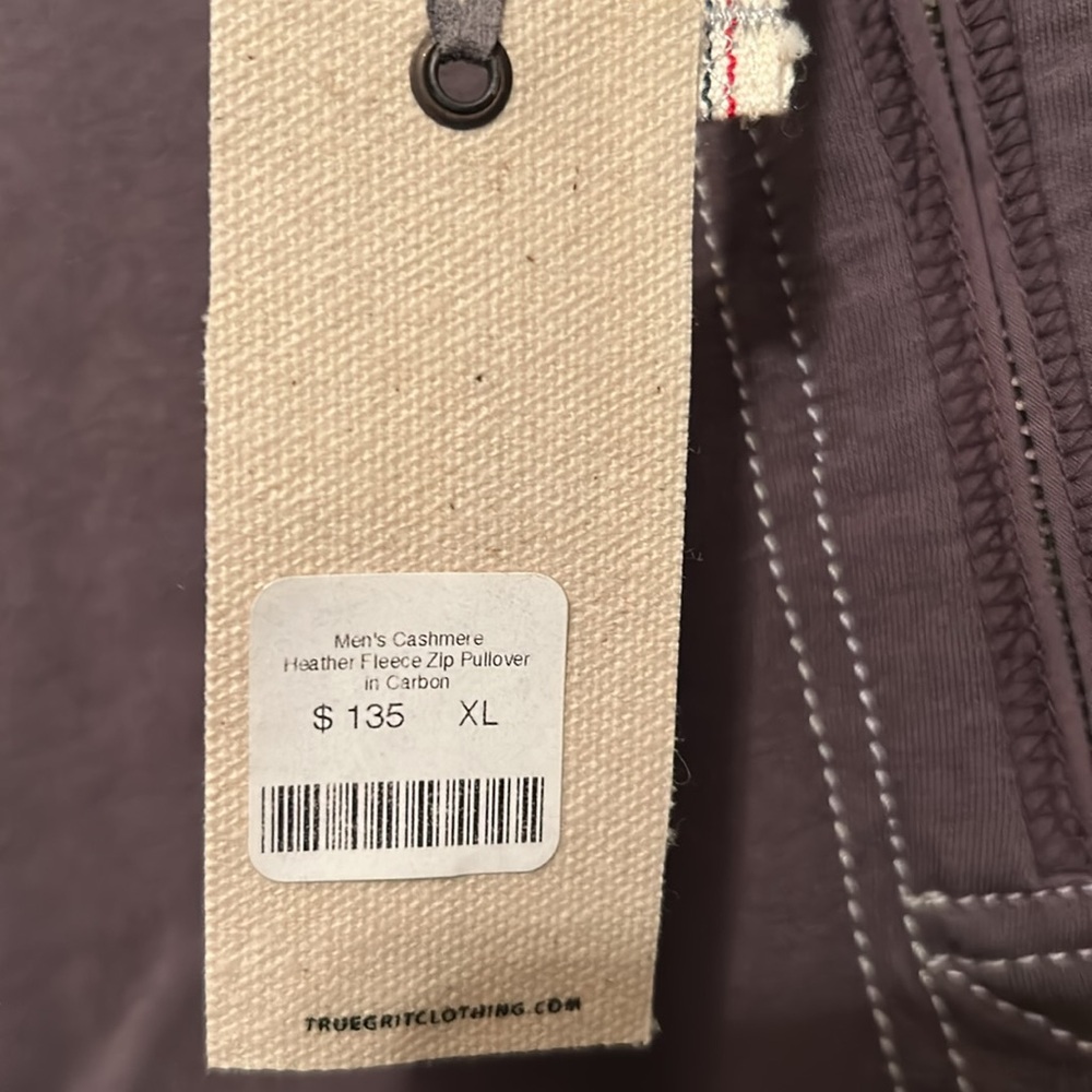 True Grit men’s brown 1/4 zip long sleeve pullover XL NWT - Picture 4 of 6